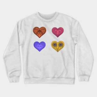 Cute orange, purple, red and yellow hearts Crewneck Sweatshirt